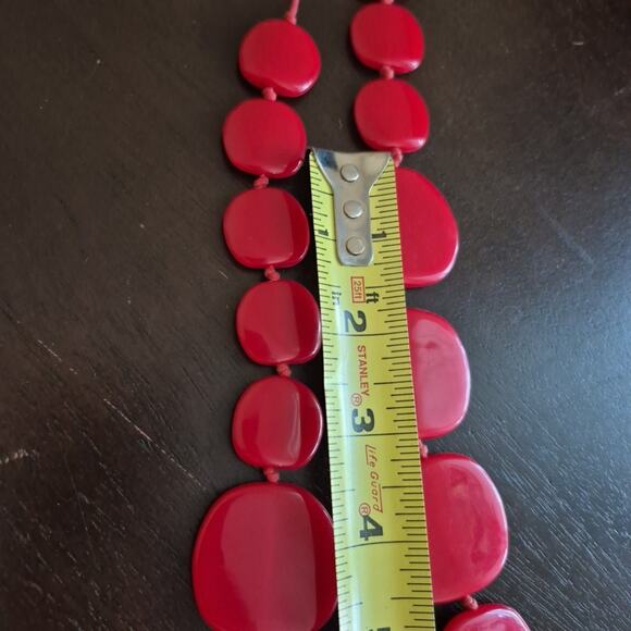 Claires Red Graduated Disc Statement Necklace - Picture 9 of 10